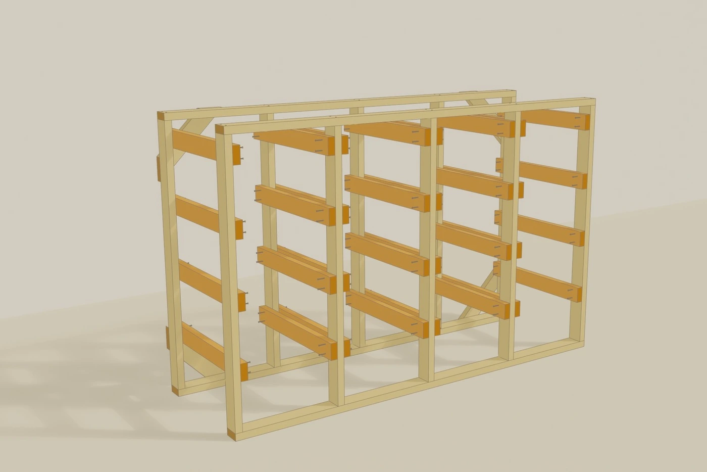 Tote rack plan — step 02 / hang the tote rails